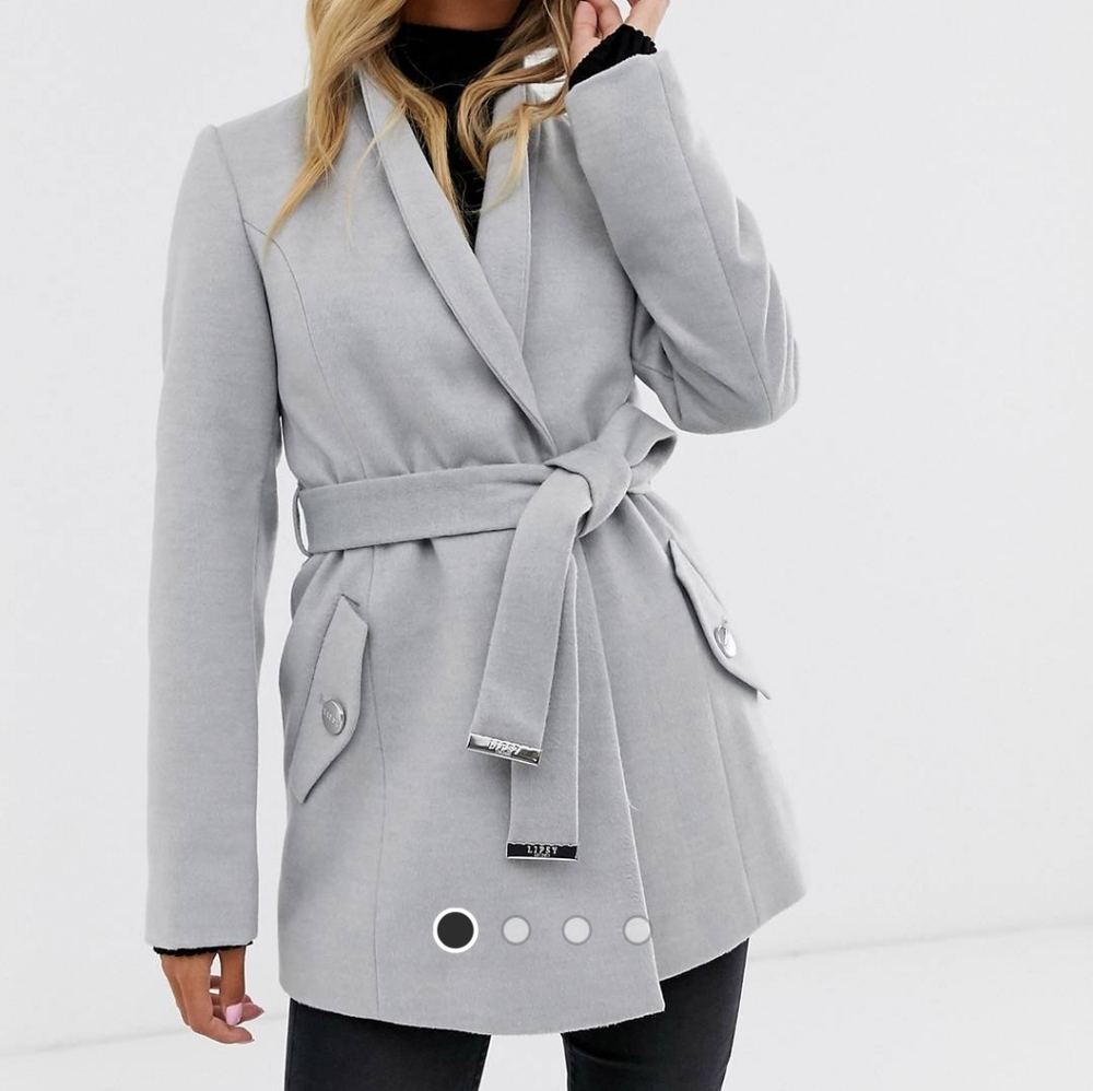 Wrap coat in silver grey